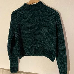dark turquoise velvet knit sweater